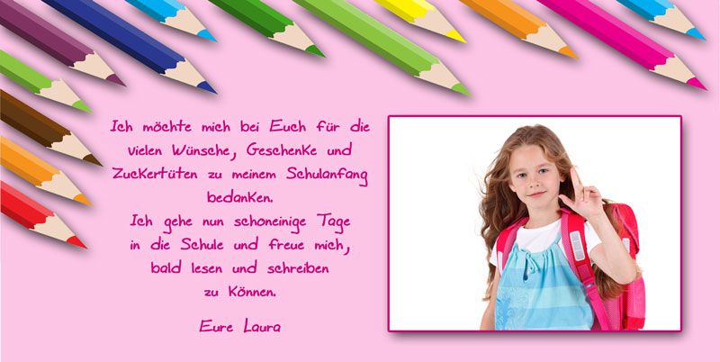 Dankeskarten & Danksagungen zum Schulanfang & Einschulung